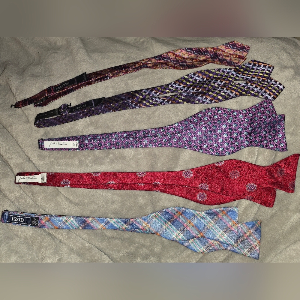 Lot Of 5 Adjustable Men's Bow Ties - Assorted Brands